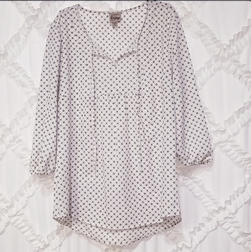 Como Vintage Black White Blouse